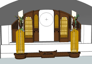 visualization of walnut facade for pipe organ