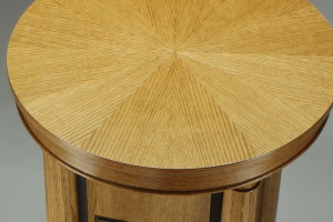 oak pedestal with decorative veneer top