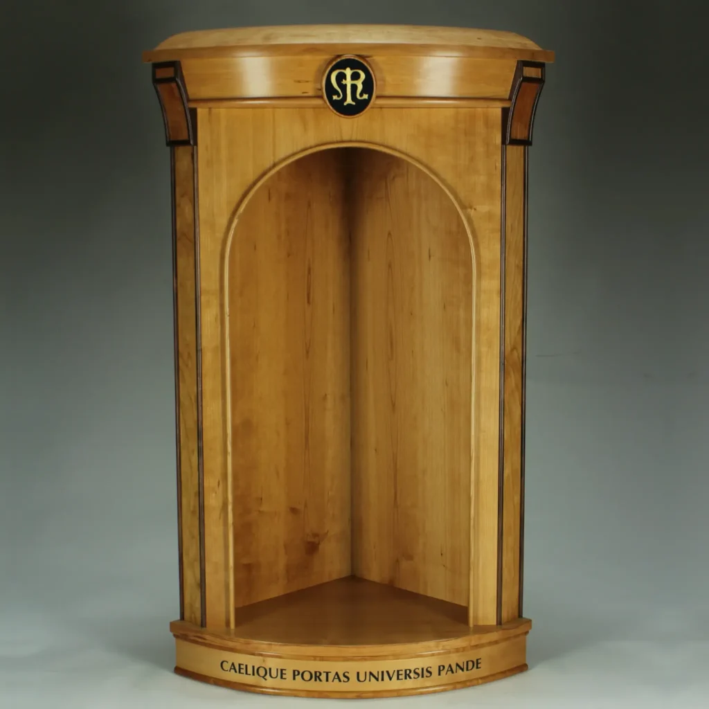 cherry and walnut wood statue niche