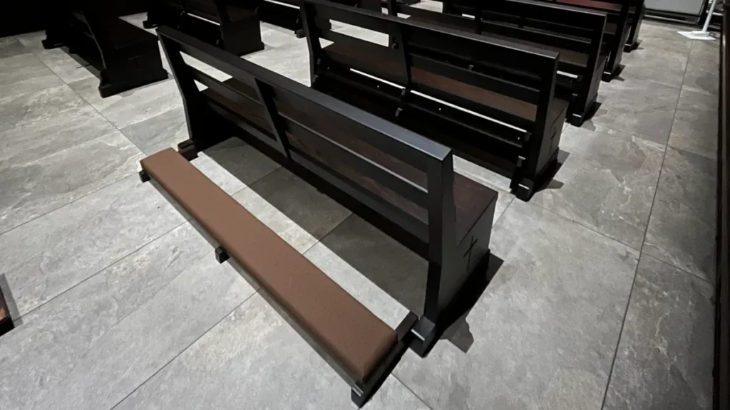 Holy Cross Chapel Sedona custom pews behind-the-scenes installation